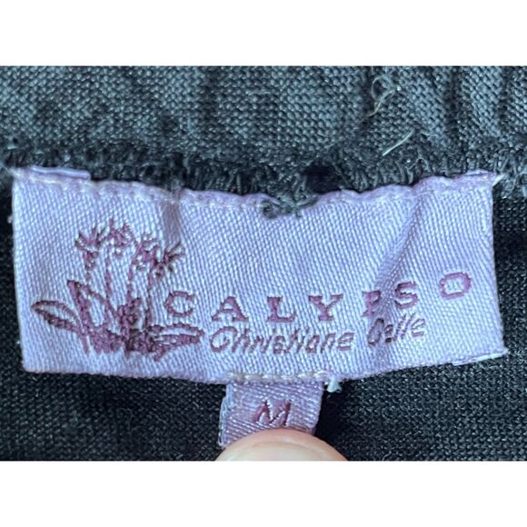 CALYPSO Black 100% Linen Maxi Ruffle Raw Hem Skirt   Women's Size Medium - Picture 4 of 8